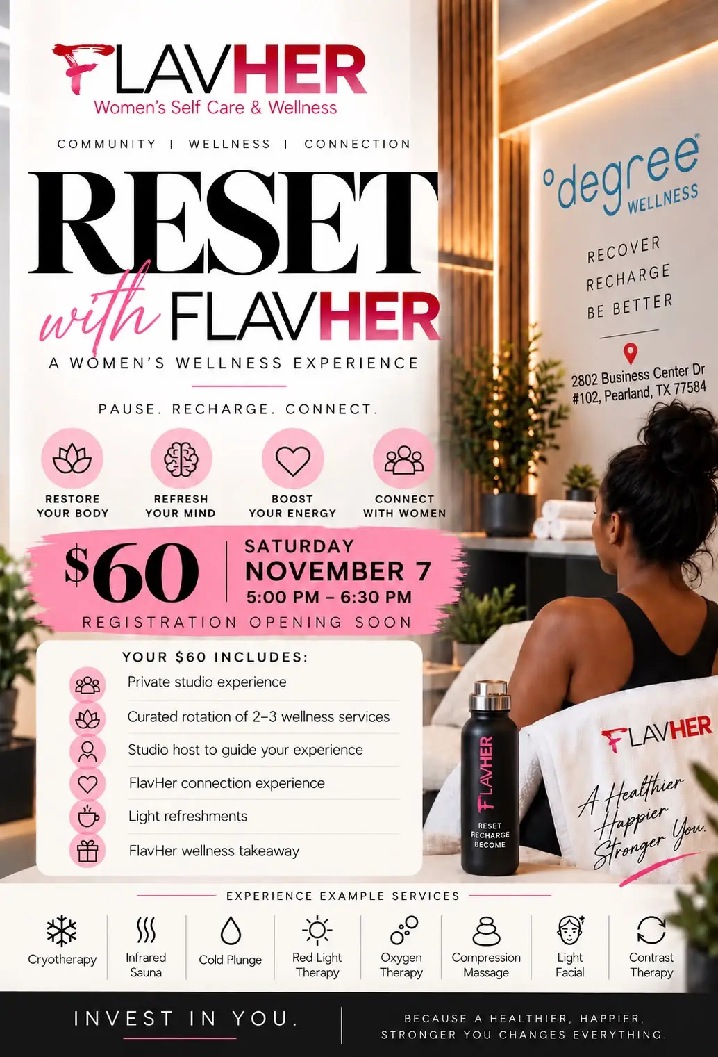 Reset with FlavHer – Women’s Wellness Experience in Pearland, TX